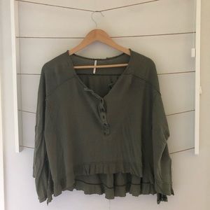 Free People green button down long sleeve